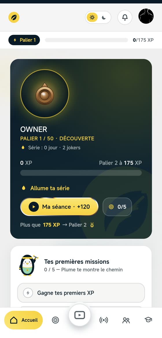 Application Respire — écran d'accueil